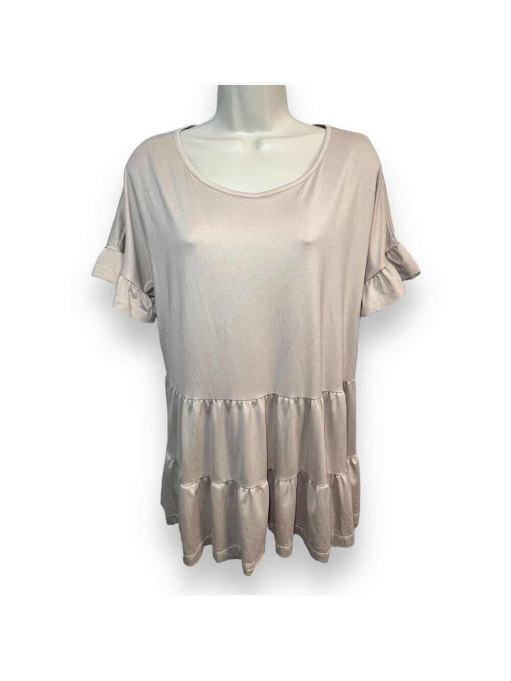 Ninexis Women’s Tiered Ruffle Top Cream Size Large